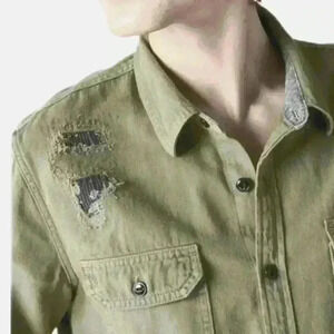 Lucky Brand Lucky Legend Rip and Repair Utility Shirt Men's Small (listing as)